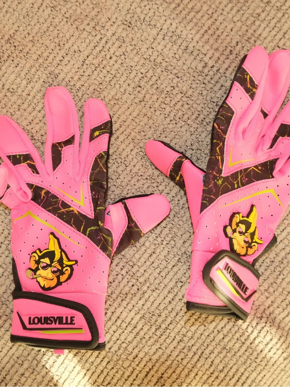 Louisville Neon Pink Batting Gloves